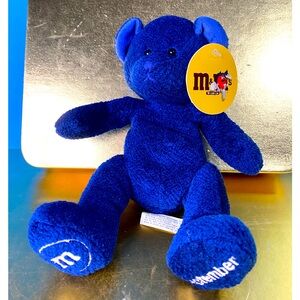 M&M's NWT COLLECTIBLE BLUE SEPTEMBER TEDDY BEAR PLUSH w/ M&M’s LOGO & SEPTEMBER